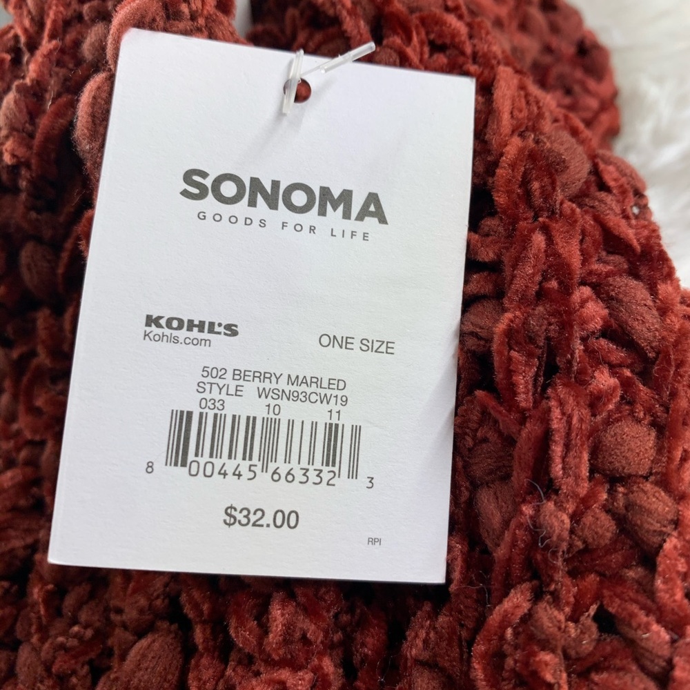 Red Fuzzy Loop Infinity Knit Winter Scarf - Picture 5 of 7